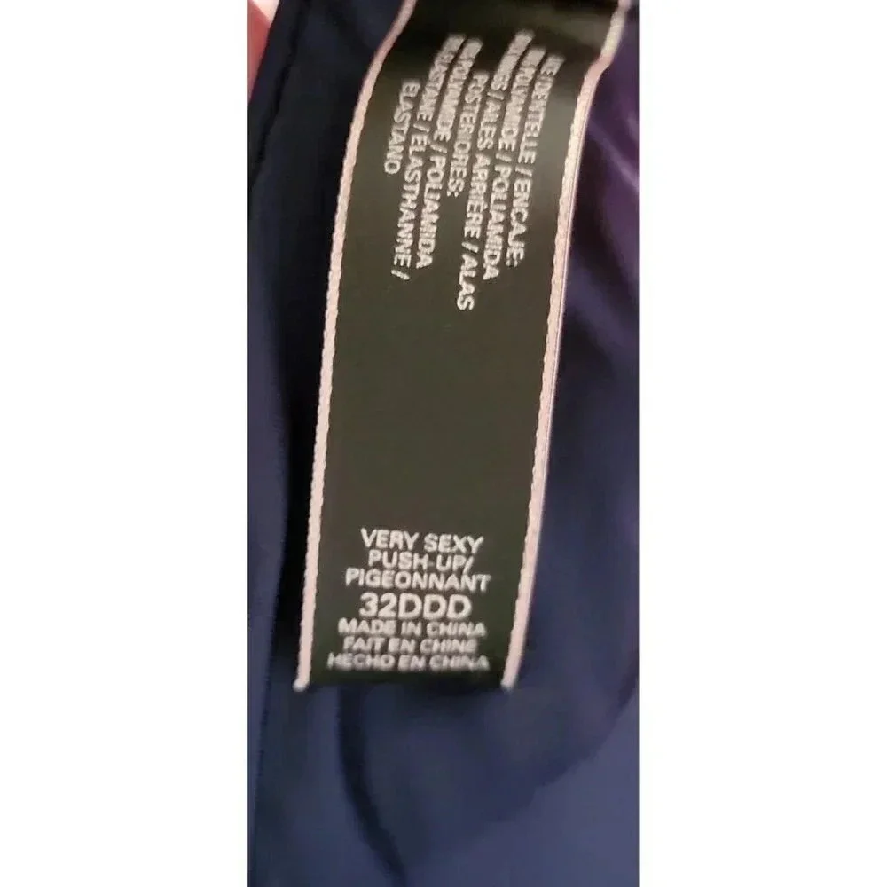 Victoria Secret Bra Women Lace Very Sexy Push Up Underwired navy size 32DDD